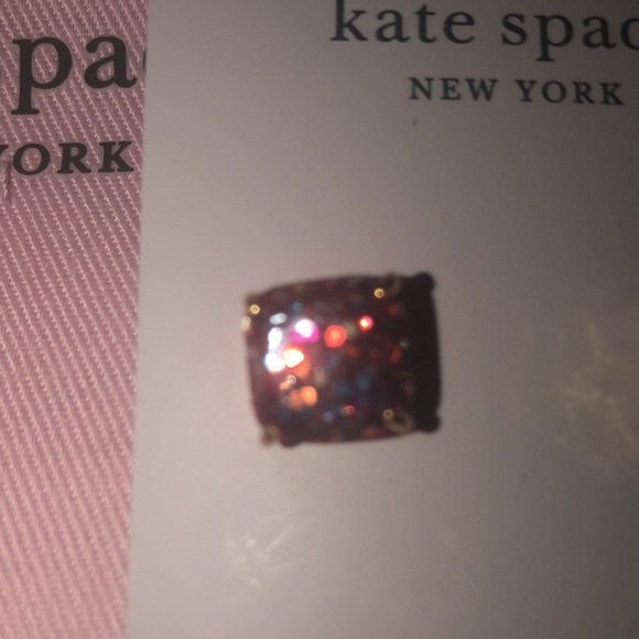 NWT Kate spade square earring multi color gold mount - Picture 4 of 5